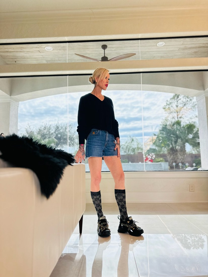 Model silhouette at window